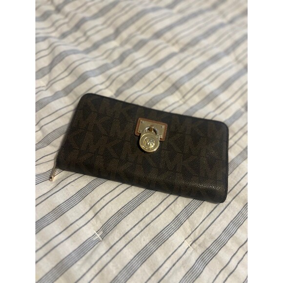 Michael Kors Signature Hamilton Continental Wallet Large MK Logo - Picture 2 of 12